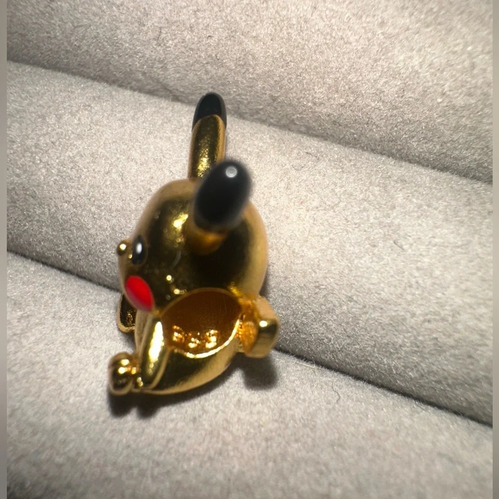 24K Gold Filled Pokemon Pikachu Charm Bead Pendant Anime Kawaii Pocket Monster